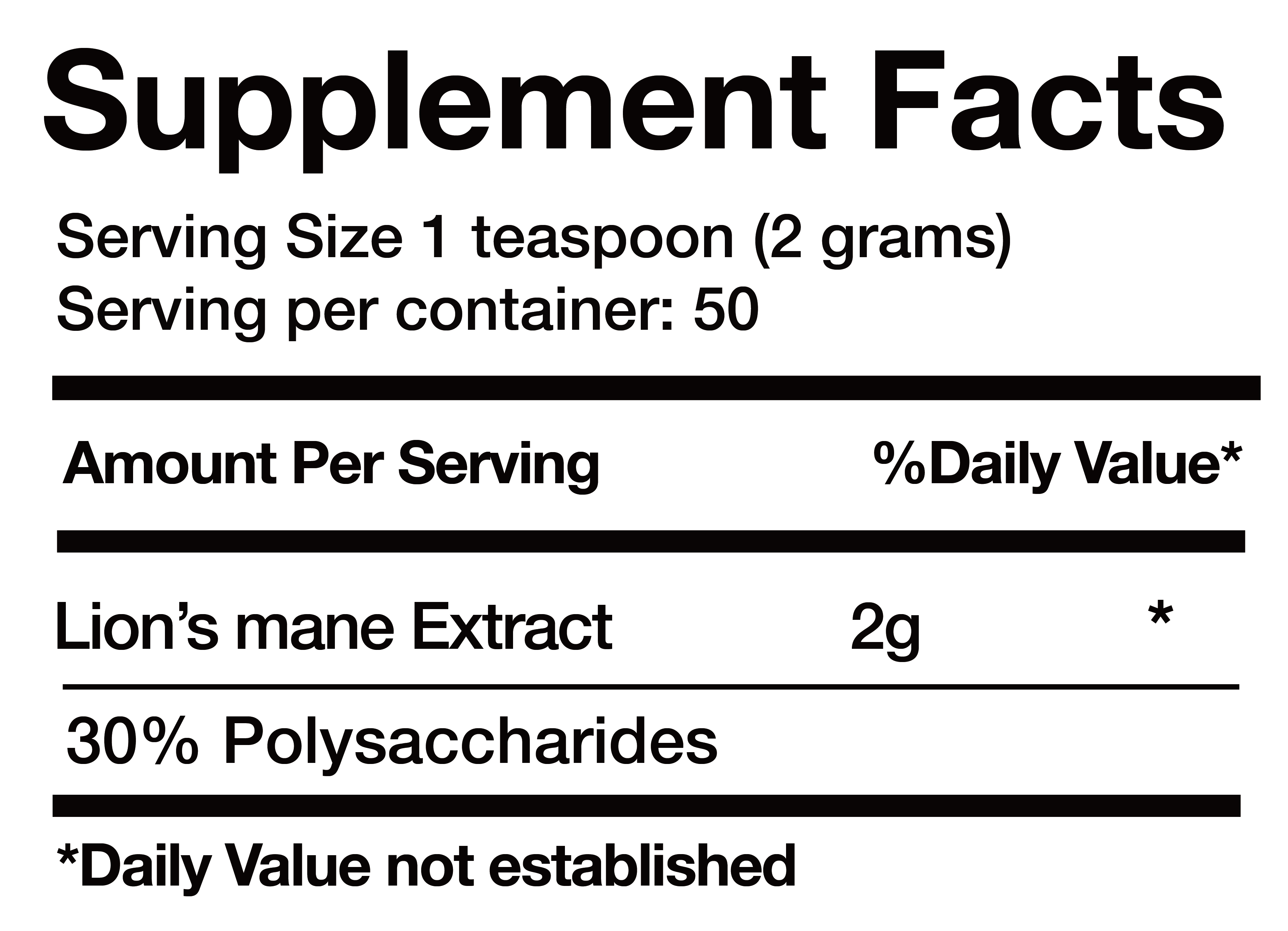 Lion's Mane Extract nutrition facts